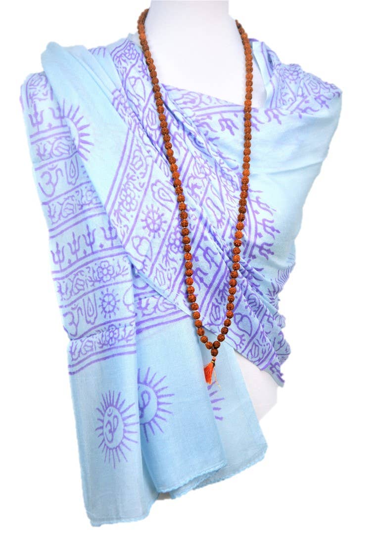 OMSutra – Cachecol - Mulher por atacado – OM Hand Block Bhakti Yoga Oração Sânscrito Hindu Mantra Shawl6