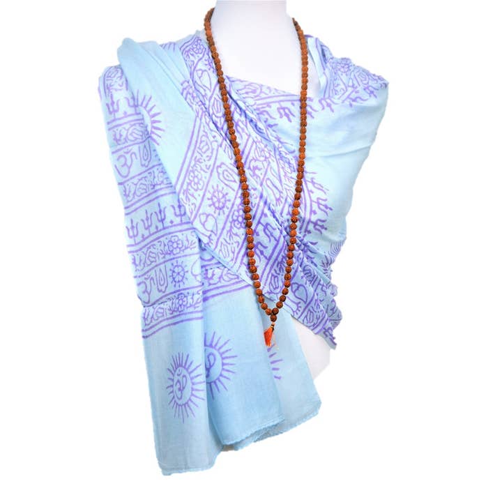 OMSutra – Cachecol - Mulher por atacado – OM Hand Block Bhakti Yoga Oração Sânscrito Hindu Mantra Shawl6