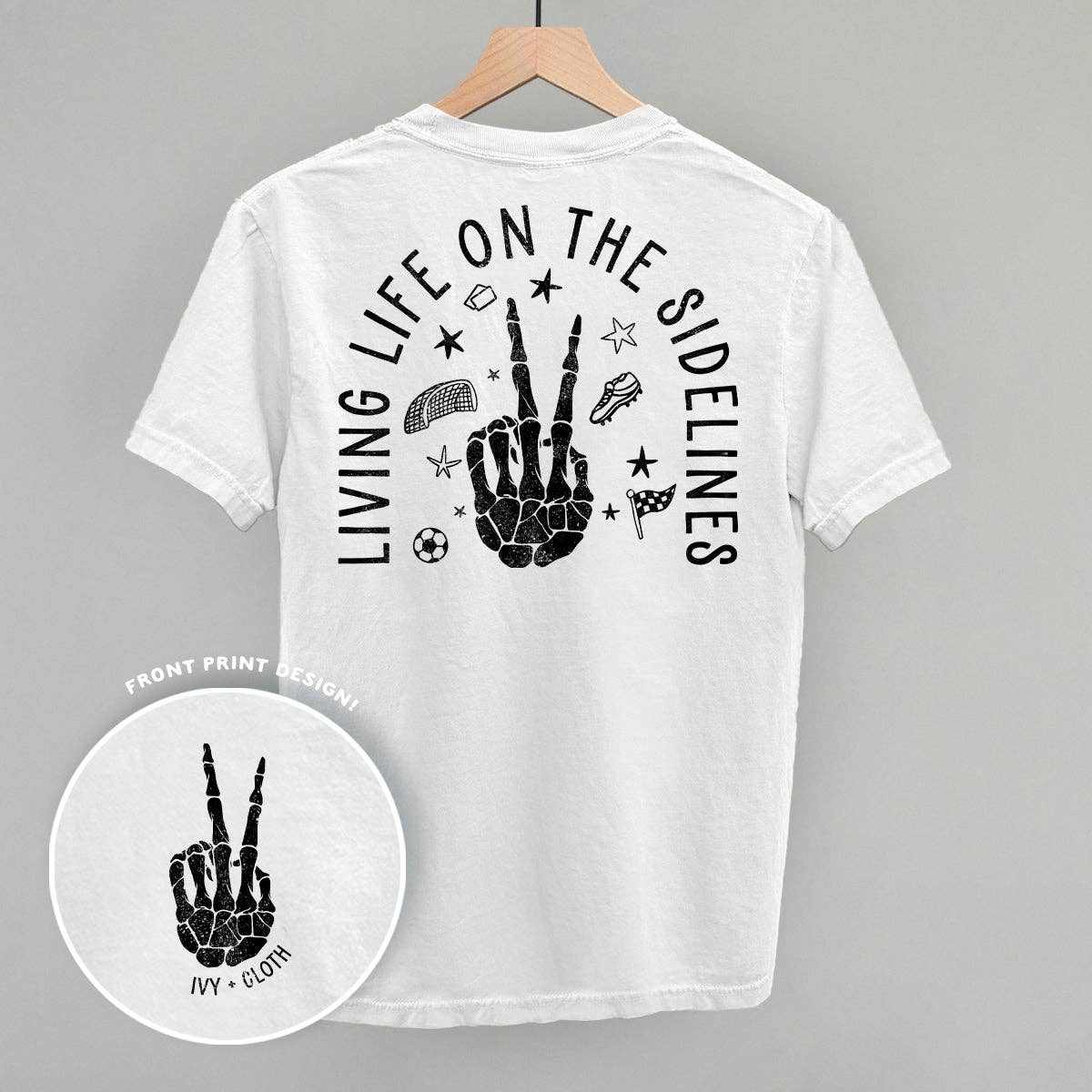 Ivy + Cloth - Wholesale Screen Printed T-Shirt - Women's - Living Life On The Sidelines Soccer (Back Print)5