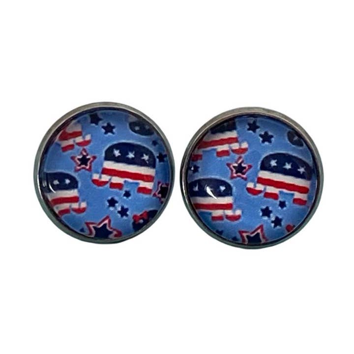 Republican Elephant USA Stud Earrings for wholesale by Our Little Charms