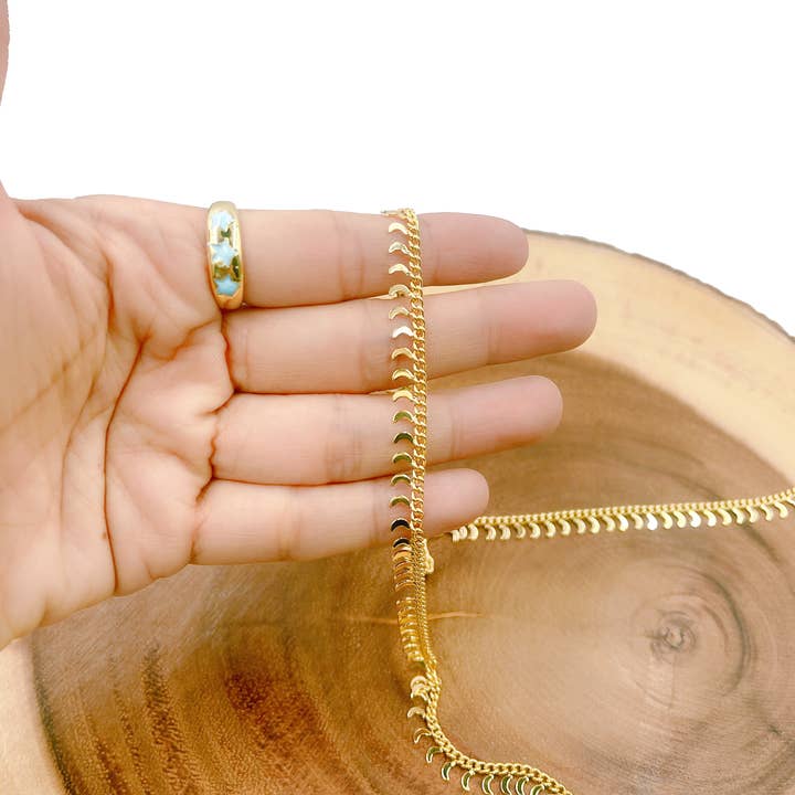 Crescent Moon Cuban Curb Chain Craft Supplies by Foot for wholesale by Beads Creation