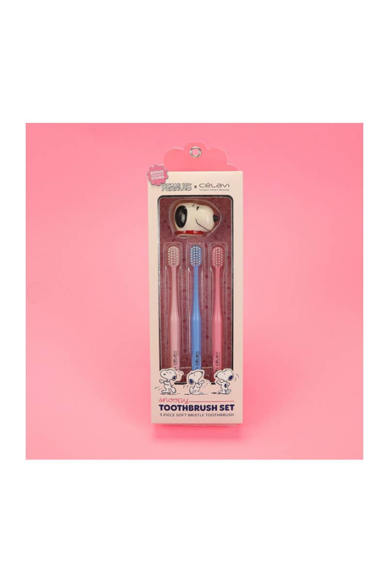 PINEAPPLE Beauty - Wholesale Toothbrush - Celavi P46020 Peanuts Snoopy Toothbrush Set - 12 6