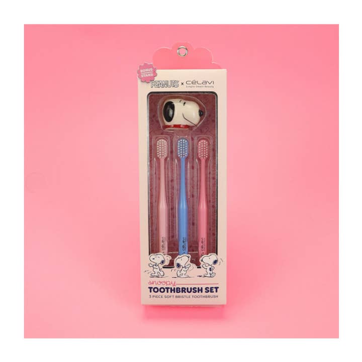 PINEAPPLE Beauty - Wholesale Toothbrush - Celavi P46020 Peanuts Snoopy Toothbrush Set - 12 6