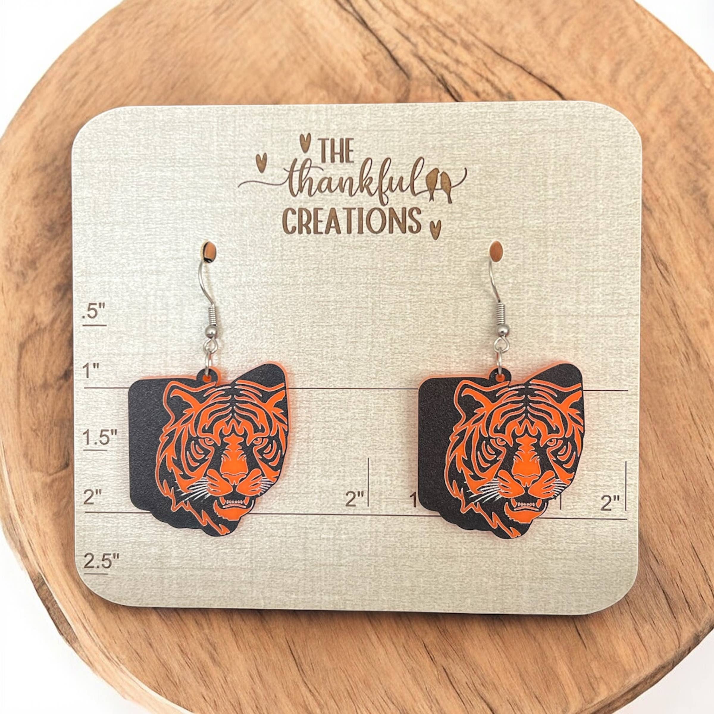 The Thankful Creations LLC - Wholesale Dangle Earrings - Ohio Tiger Cincinnati Team Spirit Earrings Game Day1