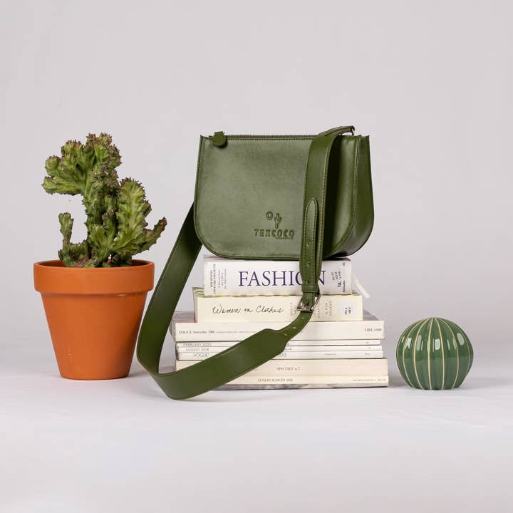 Cactus Leather 'Leon' Vegan Cross Body Bag - Green and other Purchase Wholesale hair on hide purses. Free Returns & Net 60 Terms on Faire trending on Faire.