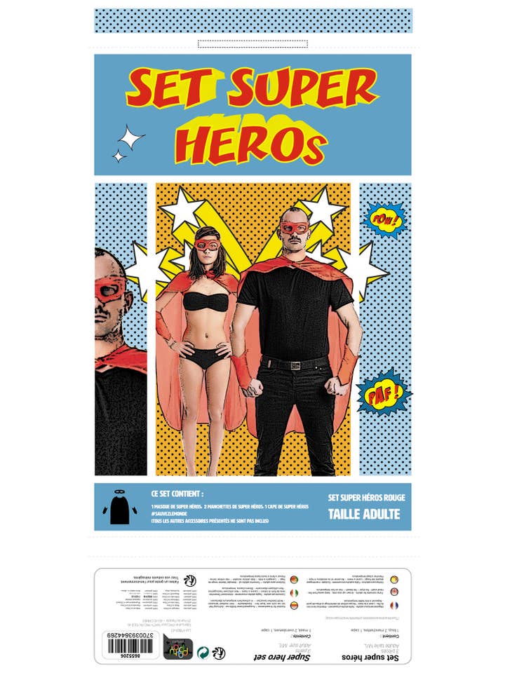 Party Pro - Wholesale Costume – Unisex - 3PCS RED SUPERHERO SET1