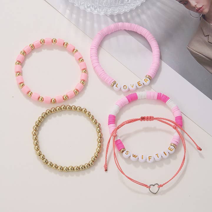 Comely Fashion – Conjunto de joias por atacado – Conjunto de 5 Pulseiras Amizade Swiftie