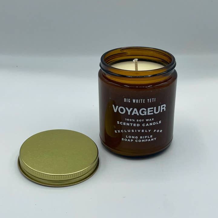 Voyageur Candle | Big White Yeti Collaboration for wholesale by Long Rifle Soap Company