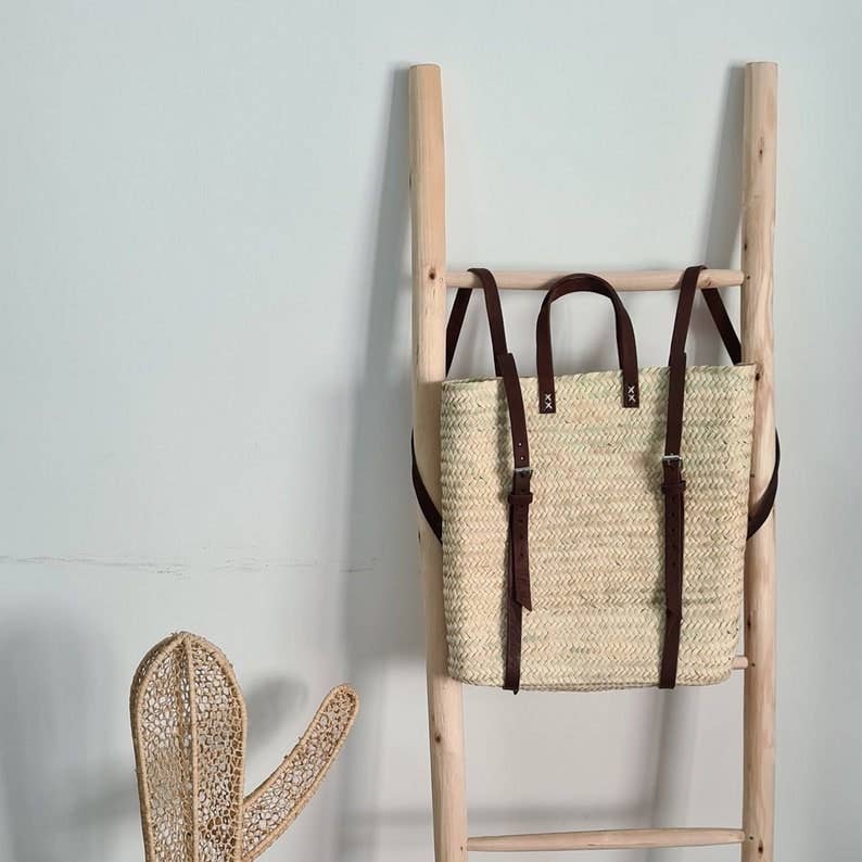 ProHandmadeDesign - Wholesale Beach Bag - Straw Beach bag with leather strap - Straw backpack - Hipste0