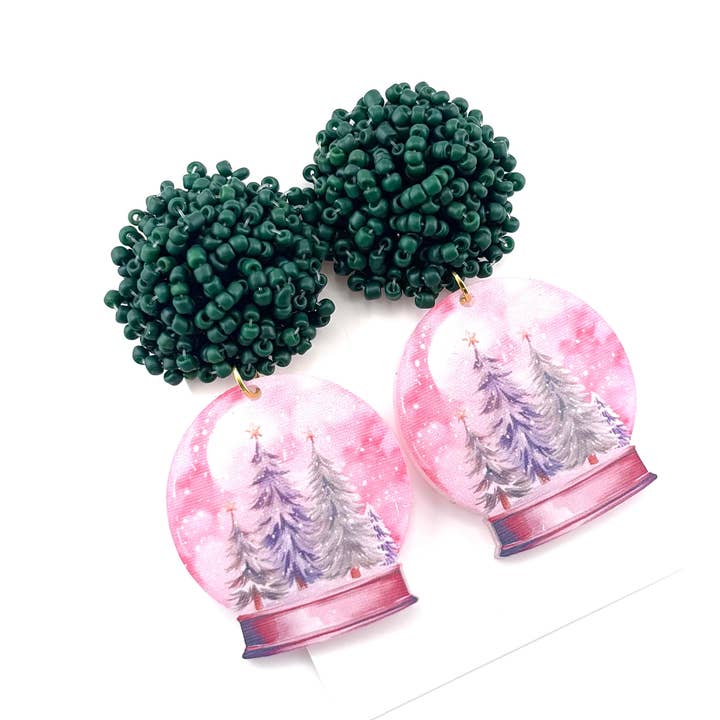 Cora's Den - Wholesale Dangle Earrings - Christmas Snow Globe Earrings0