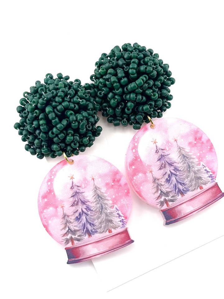 Kerstmis sneeuwbol oorbellen voor wholesale door Cora's Den