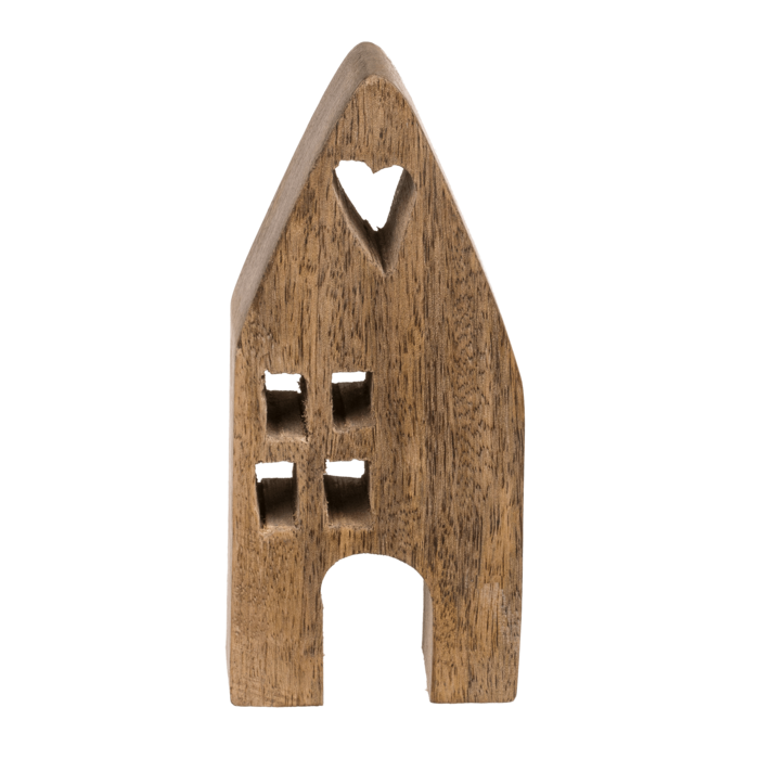 Out of the blue KG – wholesale Dekorativt bordsobjekt – Dekorativt trähus 7 x 4 x 15 cm, sida A: vitt, sida B: naturligt trä1