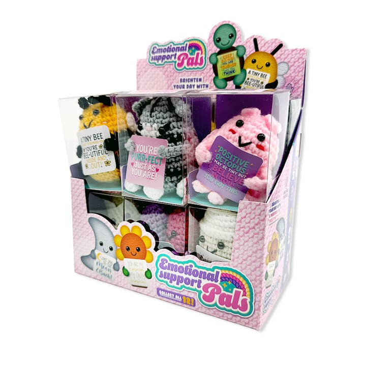 Emotional Support Crochet Plush Pals Variety - 12/Display for wholesale by Novelty Brands