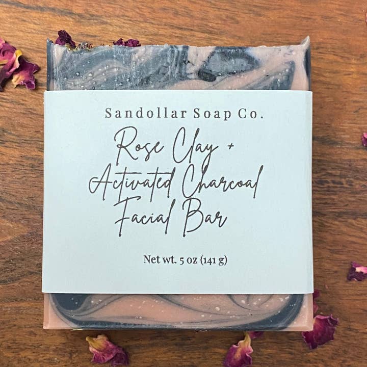 Activated Charcoal & Rose Clay Facial Bar Soap for wholesale by Sandollar Soap Co.