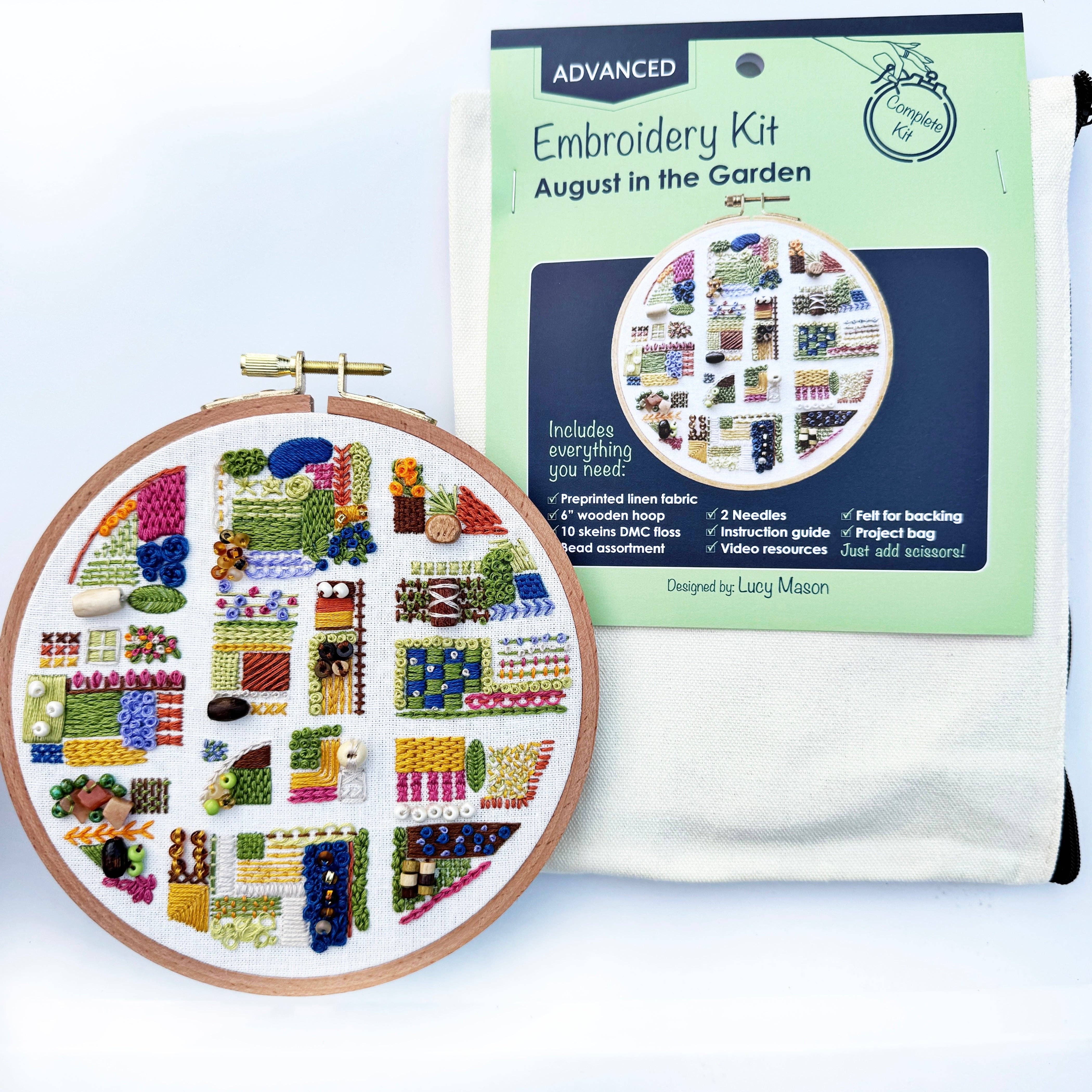 Rosanna Diggs Embroidery - Wholesale Embroidery/Cross Stitch Supplies - August in the Garden - Advanced Embroidery Kit1