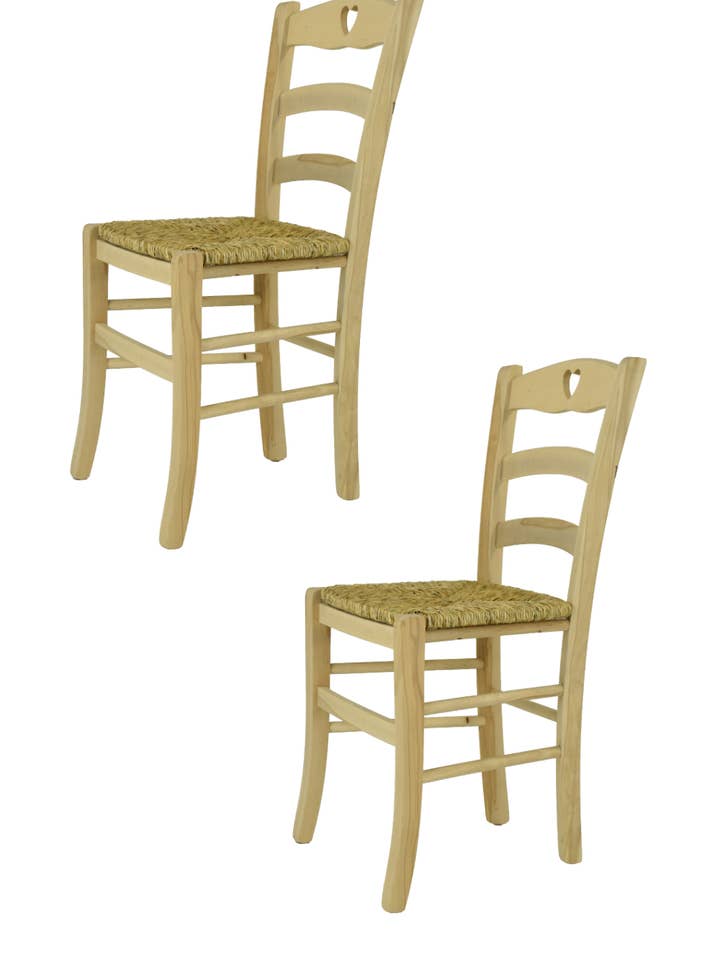 Sedie Cuore in legno di faggio levigato, seduta in paglia per la vendita all'ingrosso da parte di Tommychairs