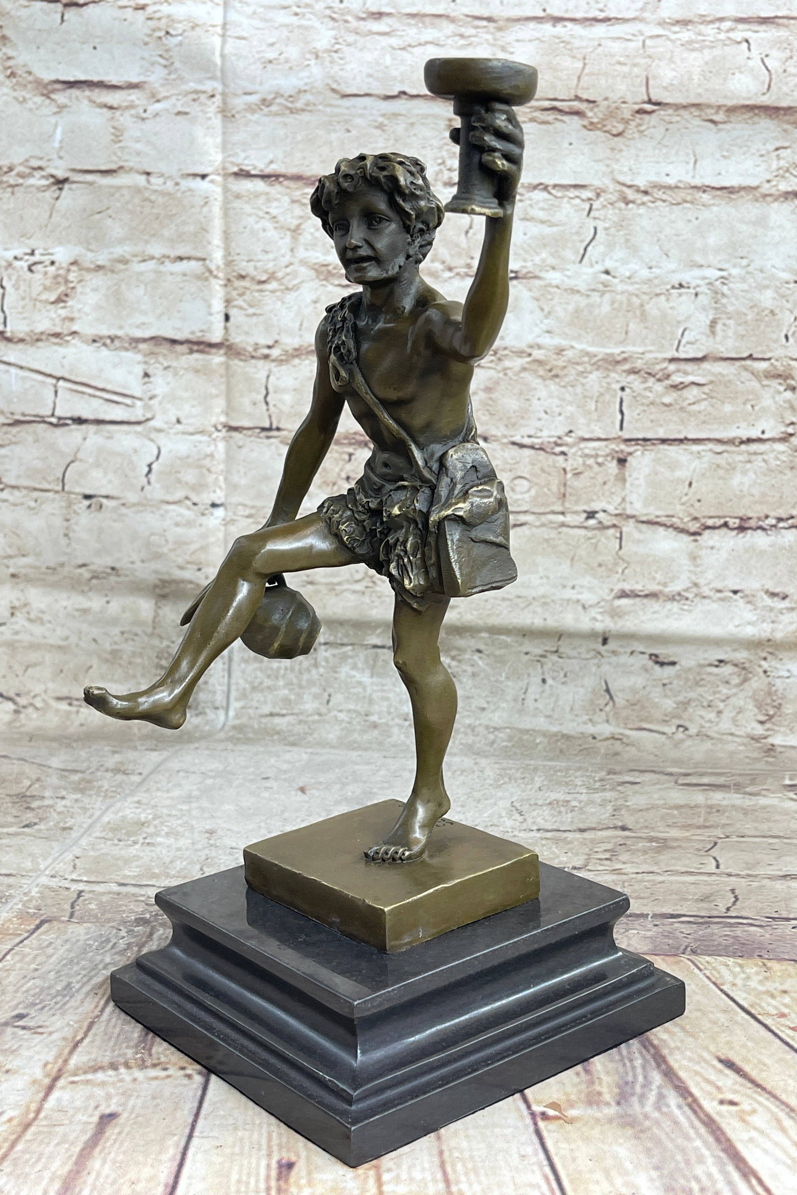 Bronzhaus - Wholesale Sculpture - Greek Roman God of Wine Dionysus Bacchus Bronze Sculpture Statue on Marble Base0