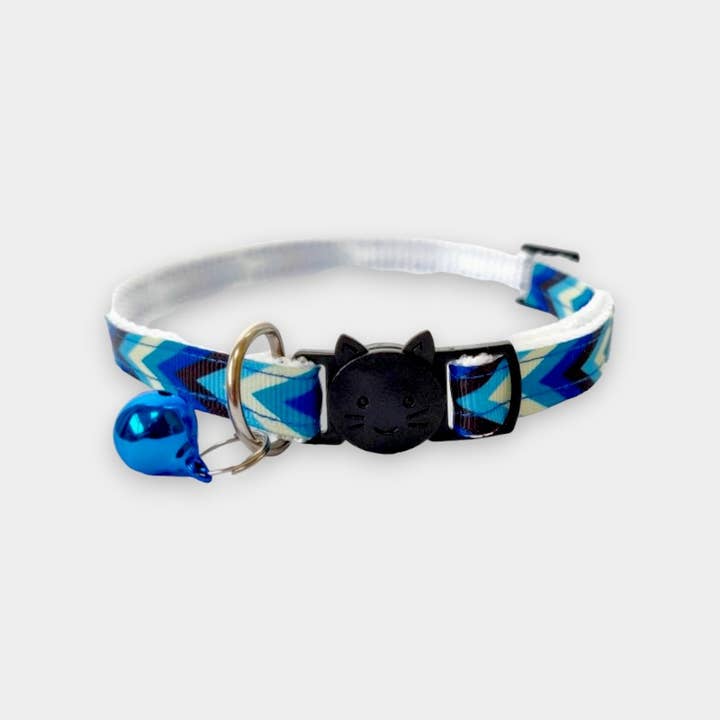 Blue Chevron Cat Collar for wholesale by Zacal Cat Collars