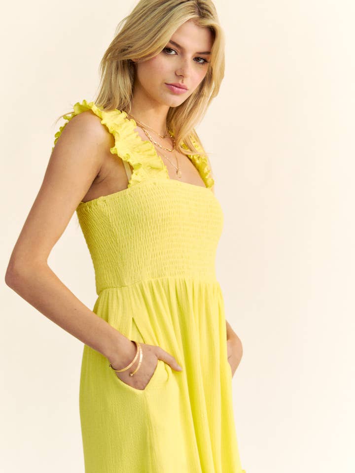 Davi & Dani - Wholesale Dress - Women's - PLUS SMOCING BODICE RUFFLE DETAIL SHIRRED DRESS1