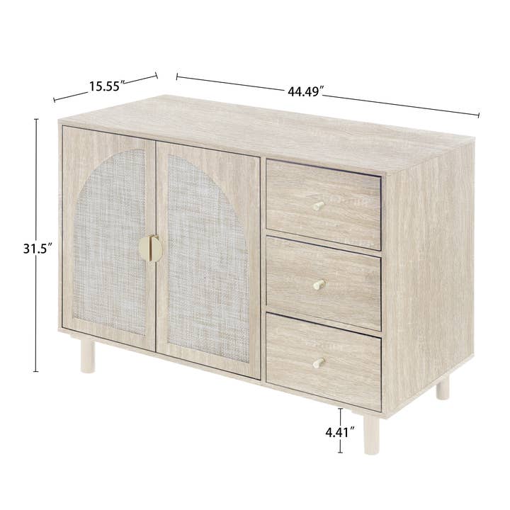 Orange County Decor - Wholesale Cabinet - 2 Door 3 Drawer Cabinet, Suitable For Bedroom, Living Room, Study Natural Mdf4