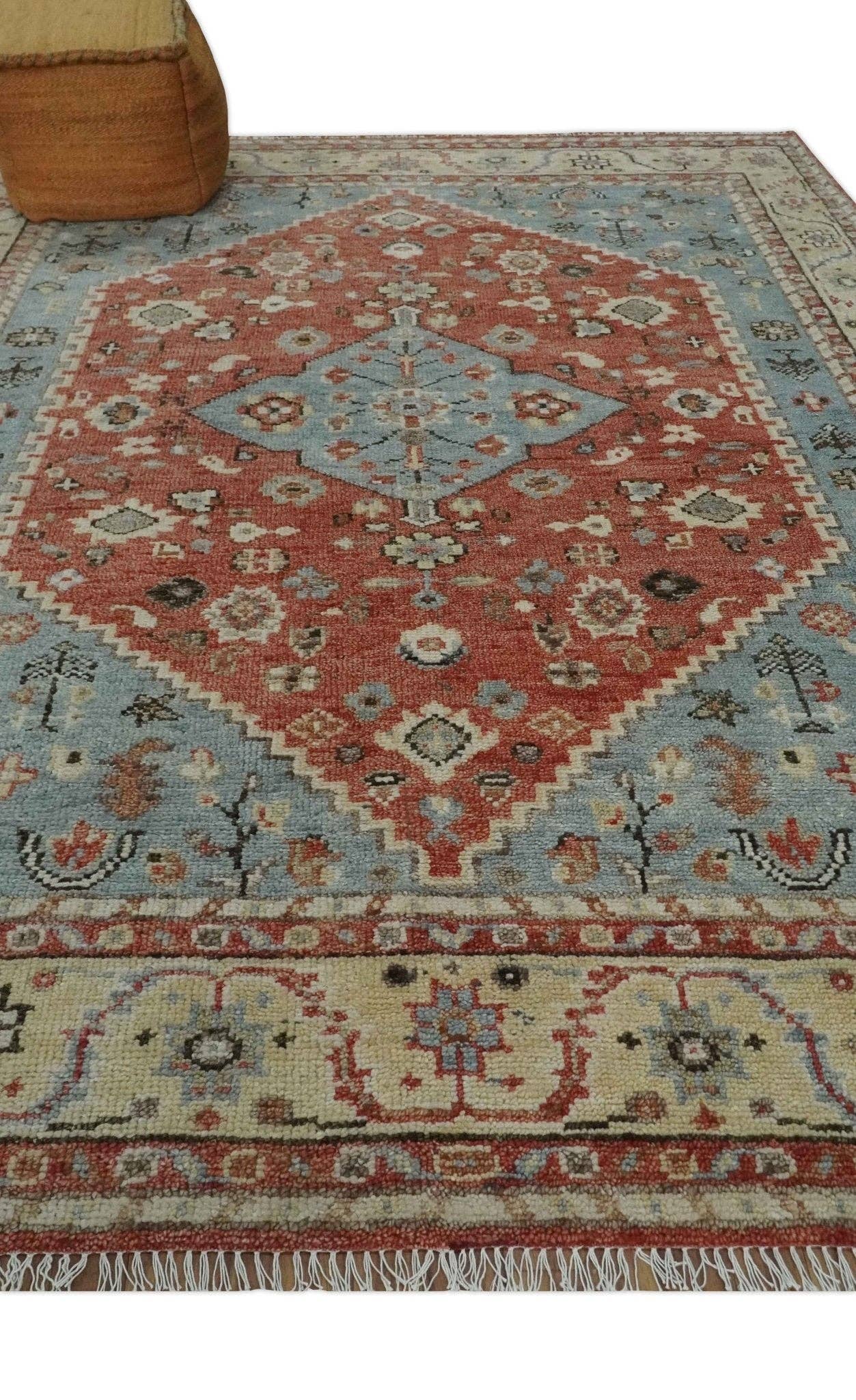 The Rug Decor, Inc. - Vendita all'ingrosso Tappeto - Tappeto su misura in lana annodato a mano Heriz tradizionale floreale grigio, ruggine e beige dall'aspetto antico.2