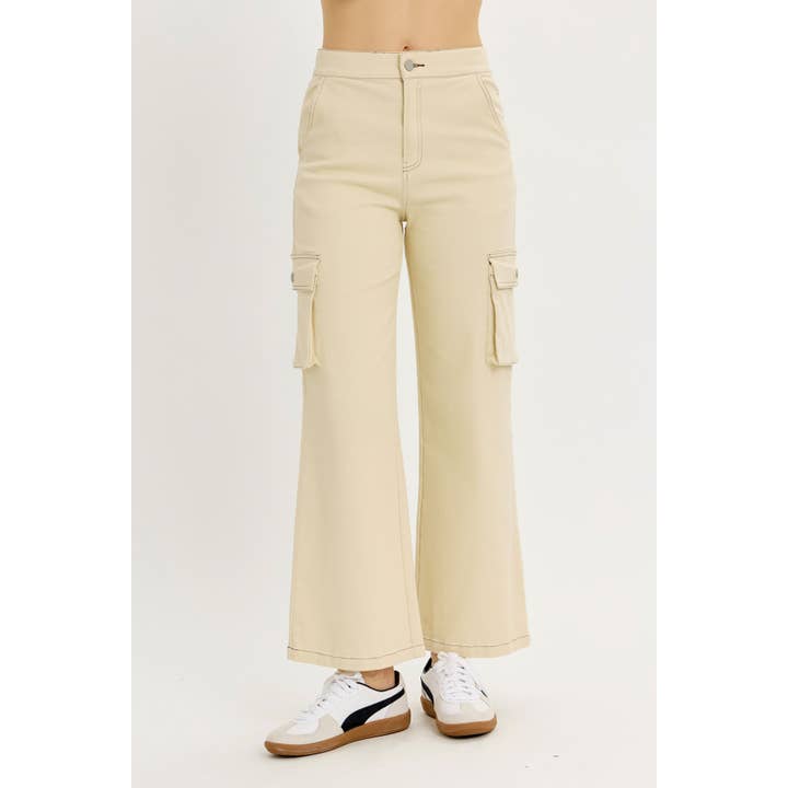PANTALON CARGO DROIT EN COTON TWILL EXTENSIBLE CONFORTABLE pour la vente par idem ditto