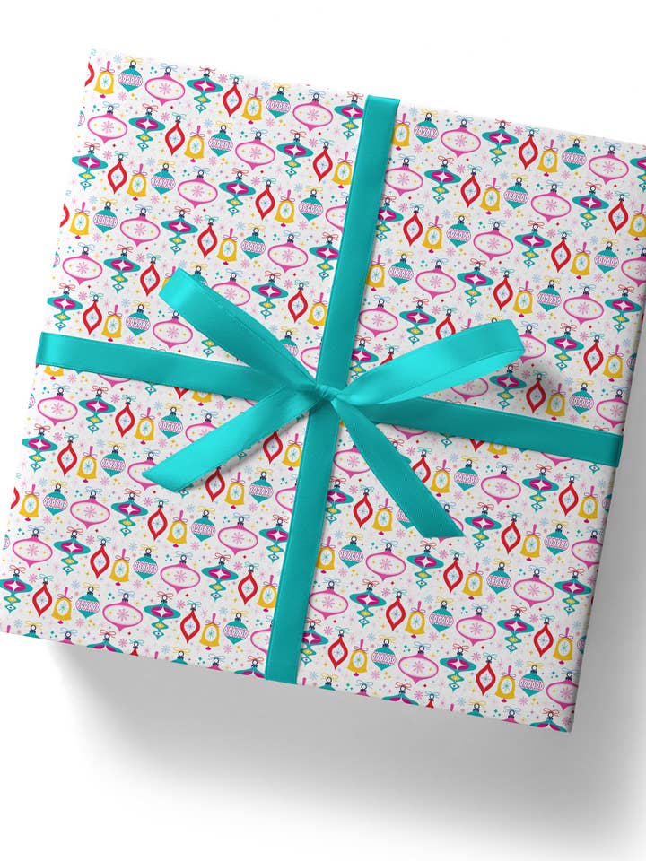 Bright Bauble Christmas Gift Wrap - Flat Sheet for wholesale by Sweary Card Lady