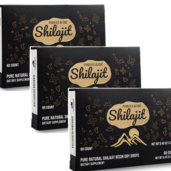 3 PACK - 180 TABS Altai Shilajit Resin Premium Pure Dry Drop for wholesale by SiberianGreen