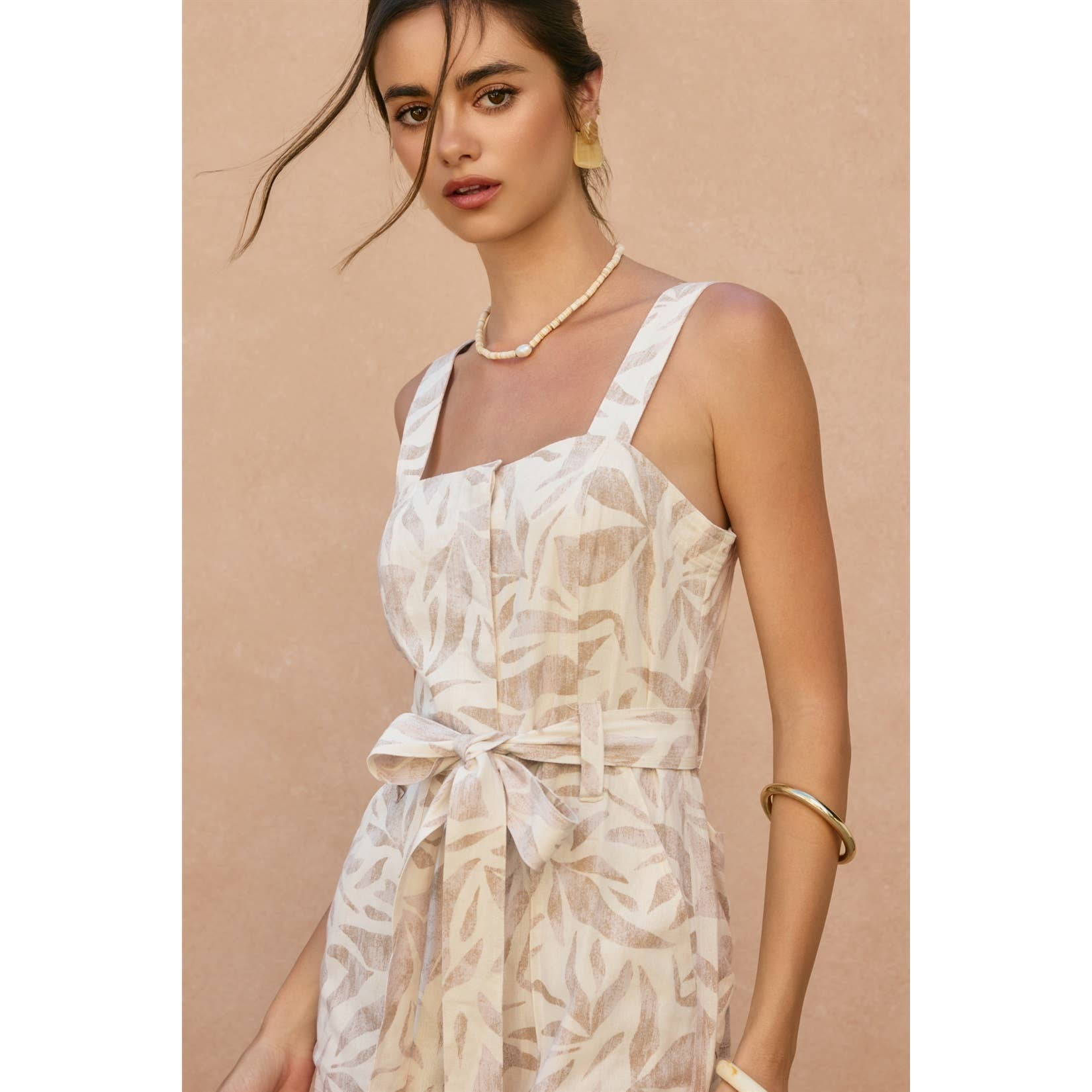 SEASHORE Driftwood Dreams Straight Neck Wide Leg Jumpsuit for wholesale on Faire4