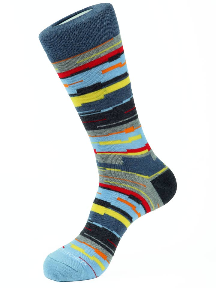 Glitch Stripe Socks for wholesale by Unsimply Stitched