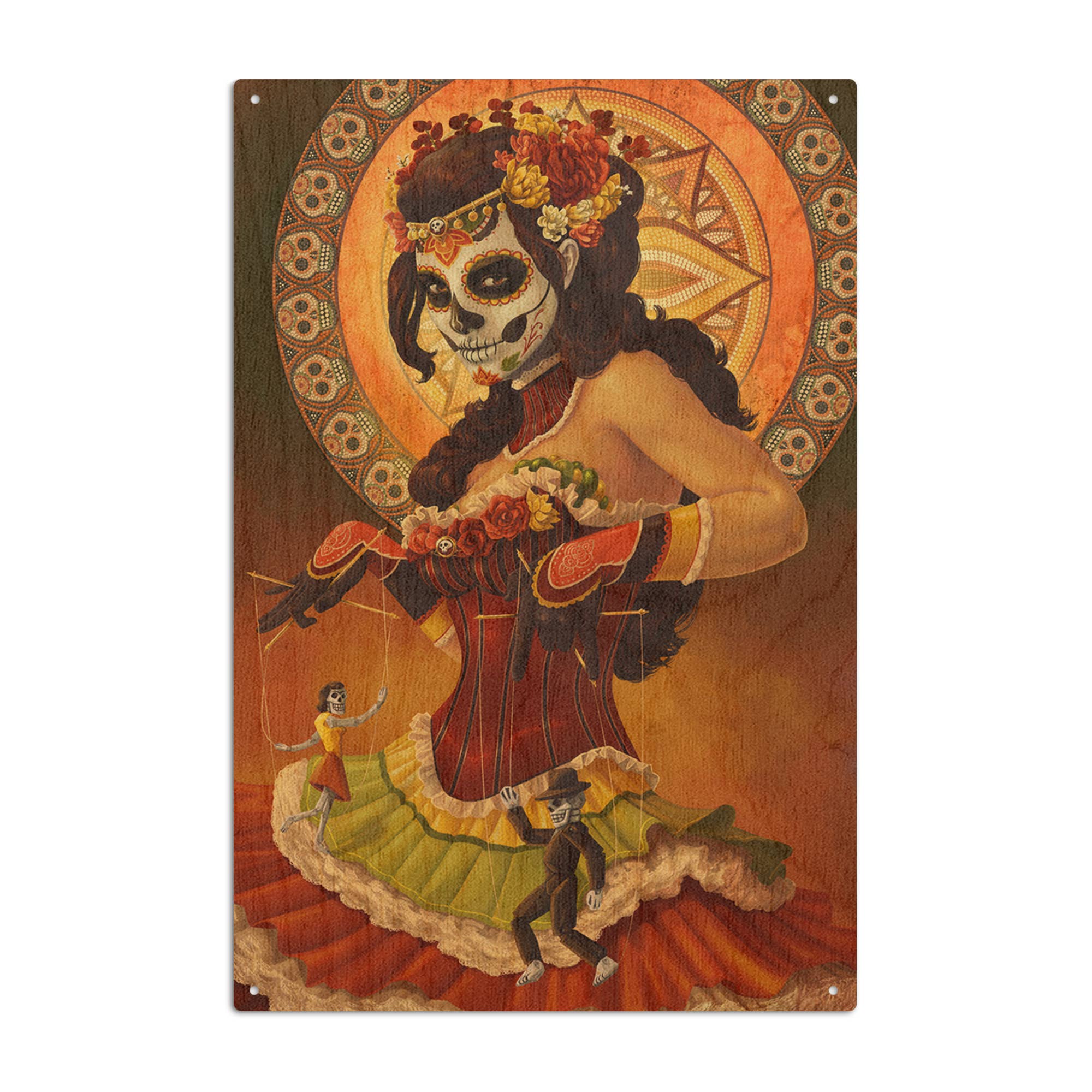 Lantern Press - Wholesale Wood Wall Art - WOOD SIGN ART Marionettes, Day of the Dead0