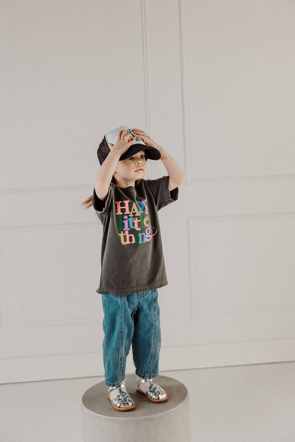 The Babe Co. - Wholesale Screen Printed T-Shirt - Kids - Happy Little Thing Graphite Kid's Graphic T-shirt3