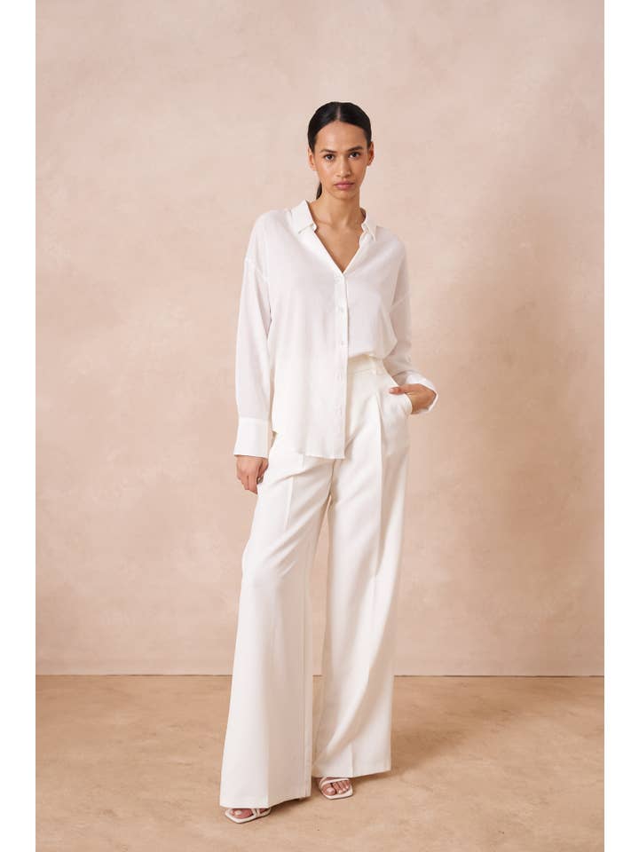 Attentif Paris - Vente Chemise à col boutonné – femme - Chemise unie avec col à revers avec du lin7