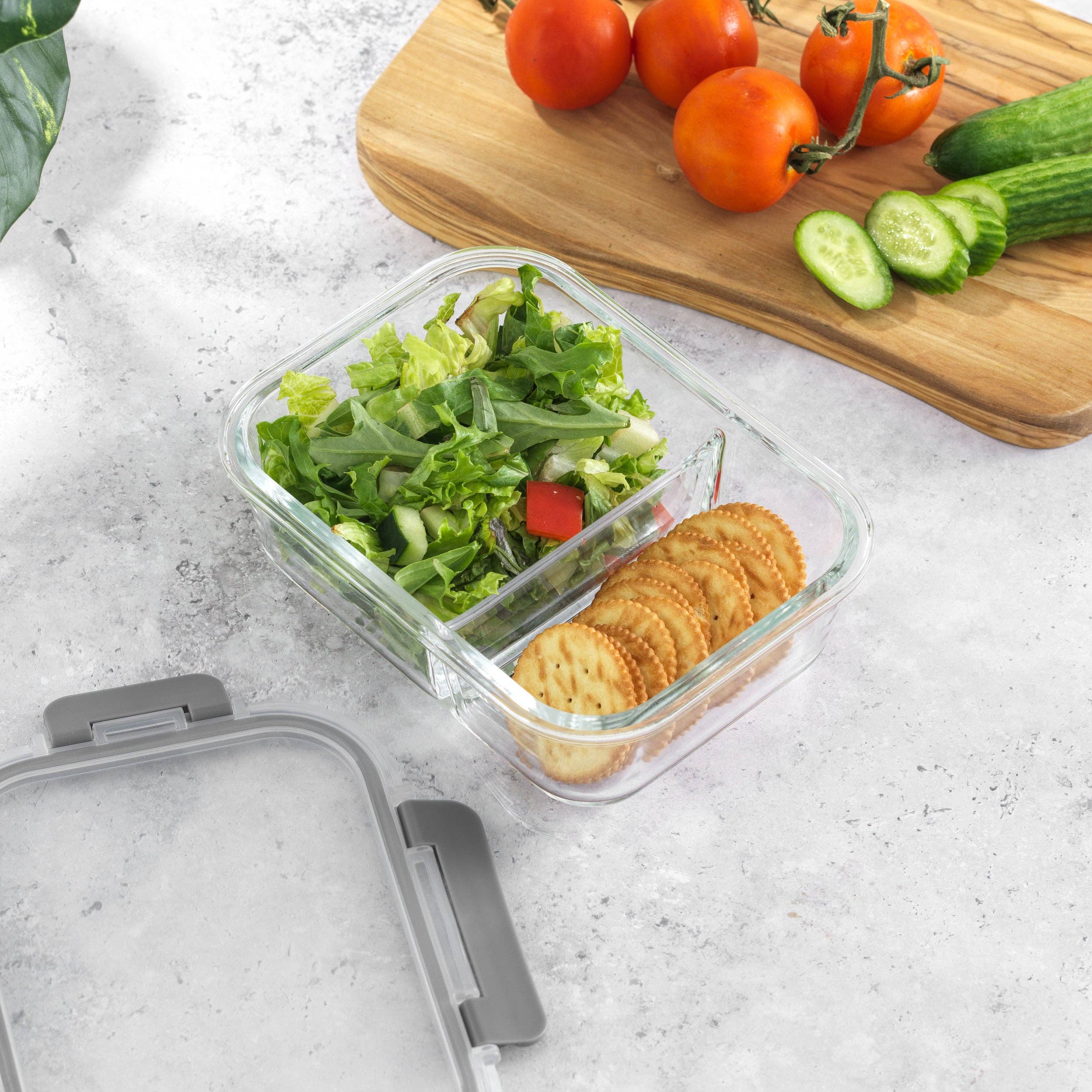 JoyJolt - Vendita all'ingrosso Contenitori per alimenti - JoyJolt Set da 5 Contenitori in Vetro per Preparazione Pasti con 2 Scomparti2