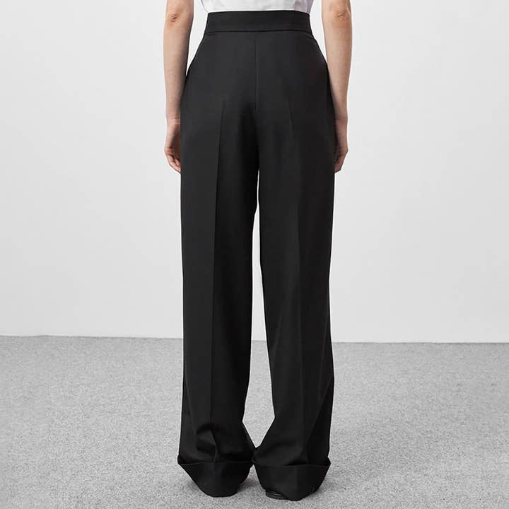 Marayn - Wholesale Pants - Women's - Black WideLeg Trousers High Waist Flowy Modern Fit9