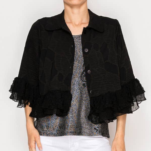 OLS-4870 PRETO por atacado de Origami Apparel ~ Lace and Crochet inspired