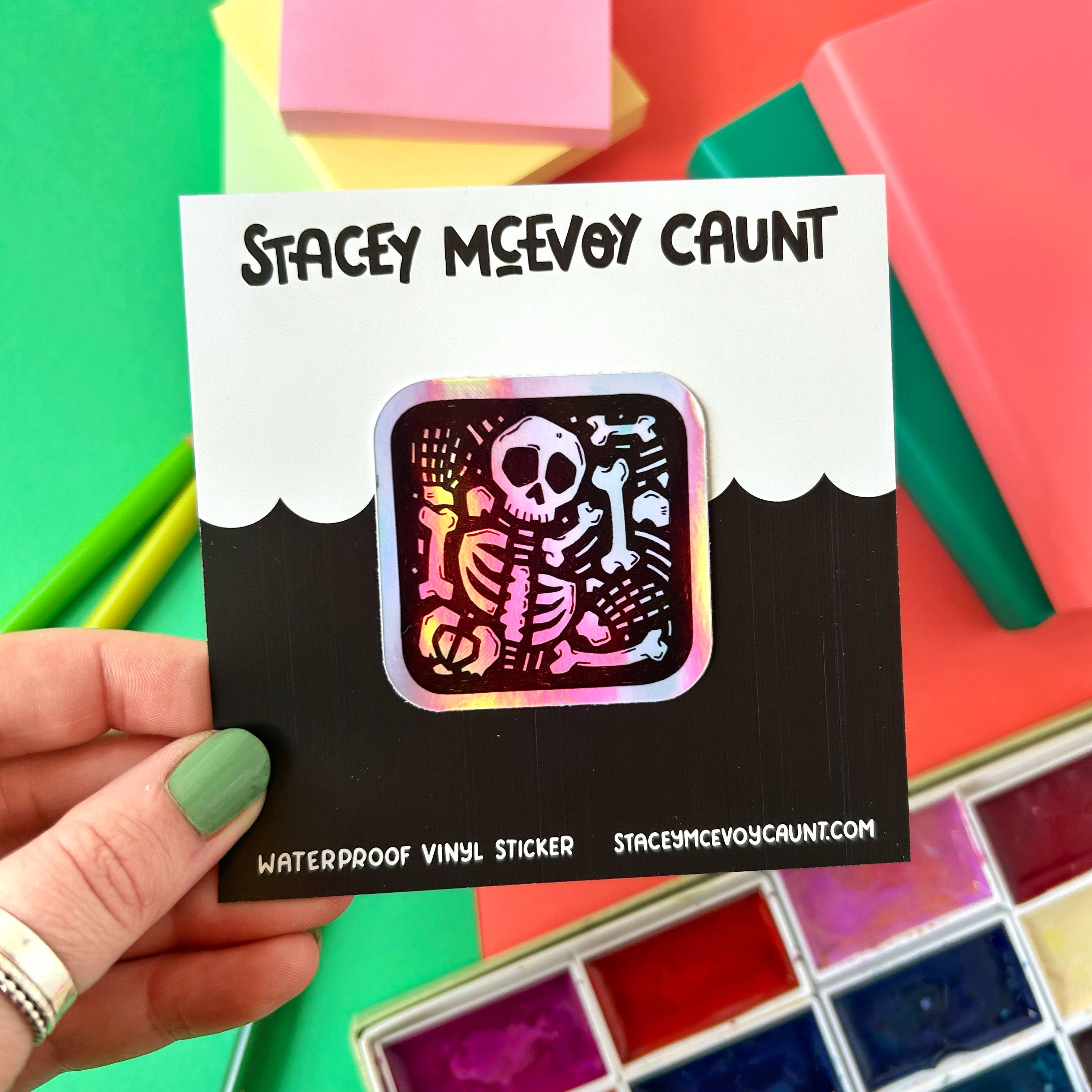 Stacey McEvoy Caunt - Wholesale Sticker - Skeleton Holographic Sticker1
