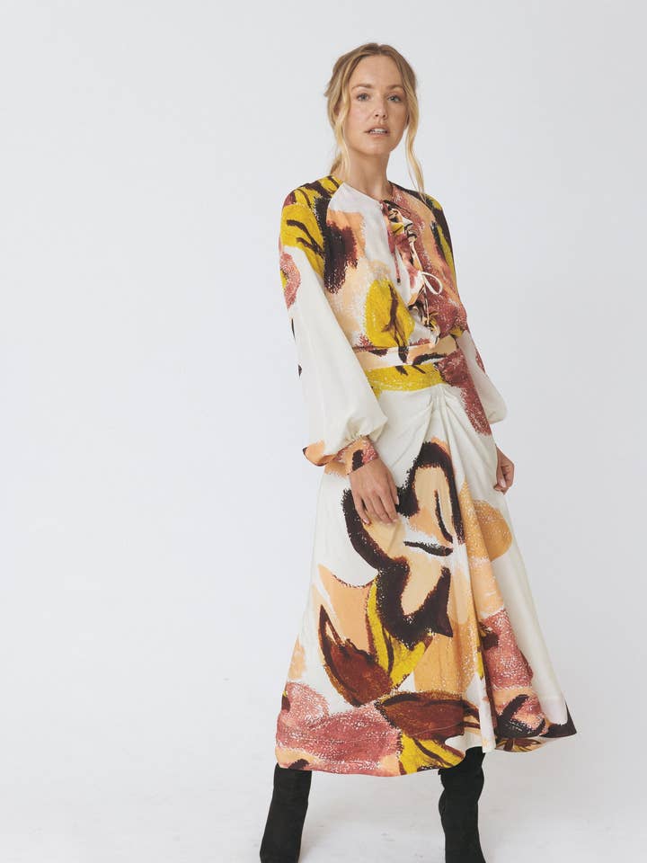 Ruffled Print Dress for wholesale by ANT WOMAN COLLECTION