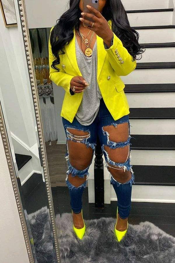 Fashion Combination - Wholesale Jacket - Women's - couture double breasted plus size blazer red 3xl4