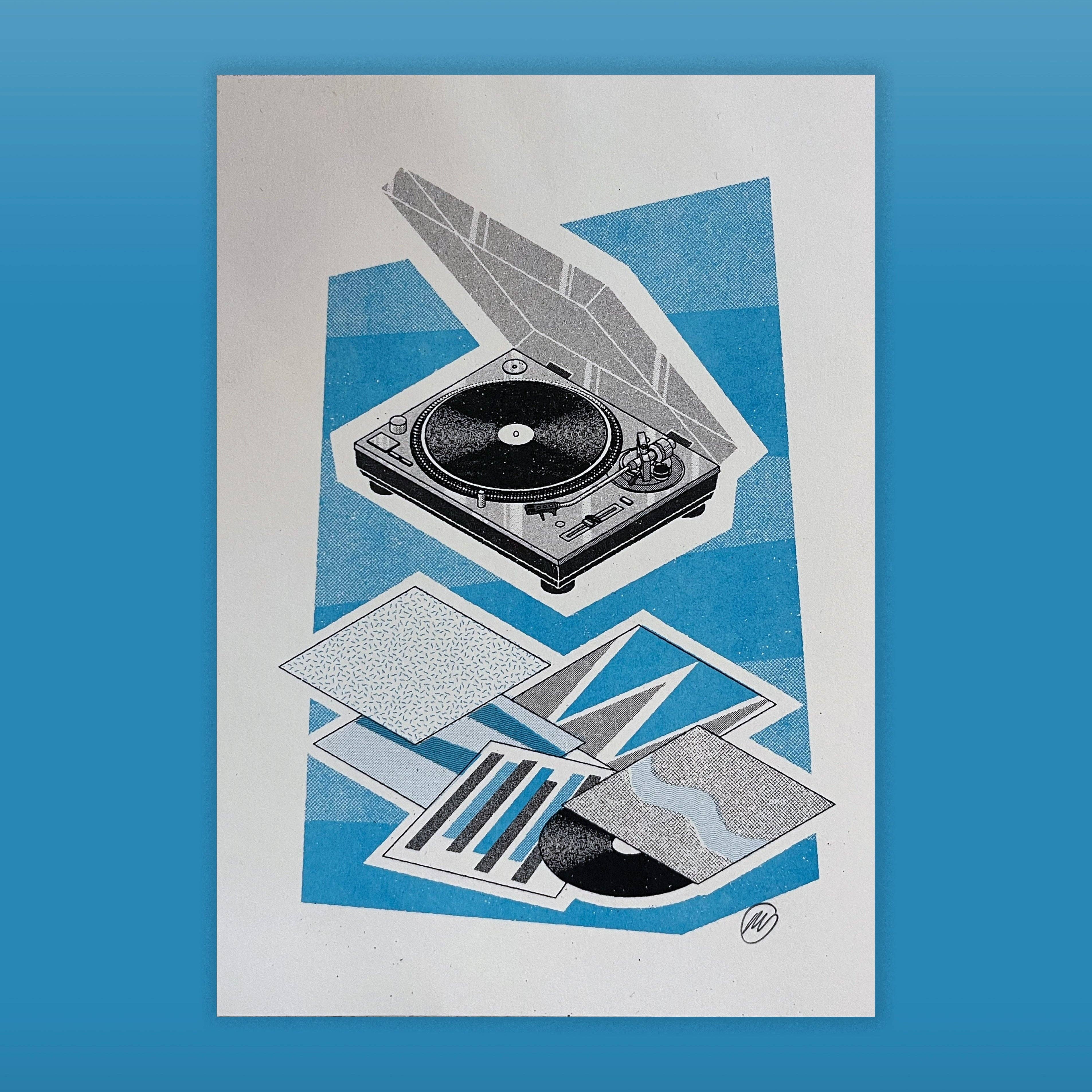 Mockup Goods Co. - Wholesale Art Print - A5 Risograph Print – Technics SL-1200 Turntable Wall Art0