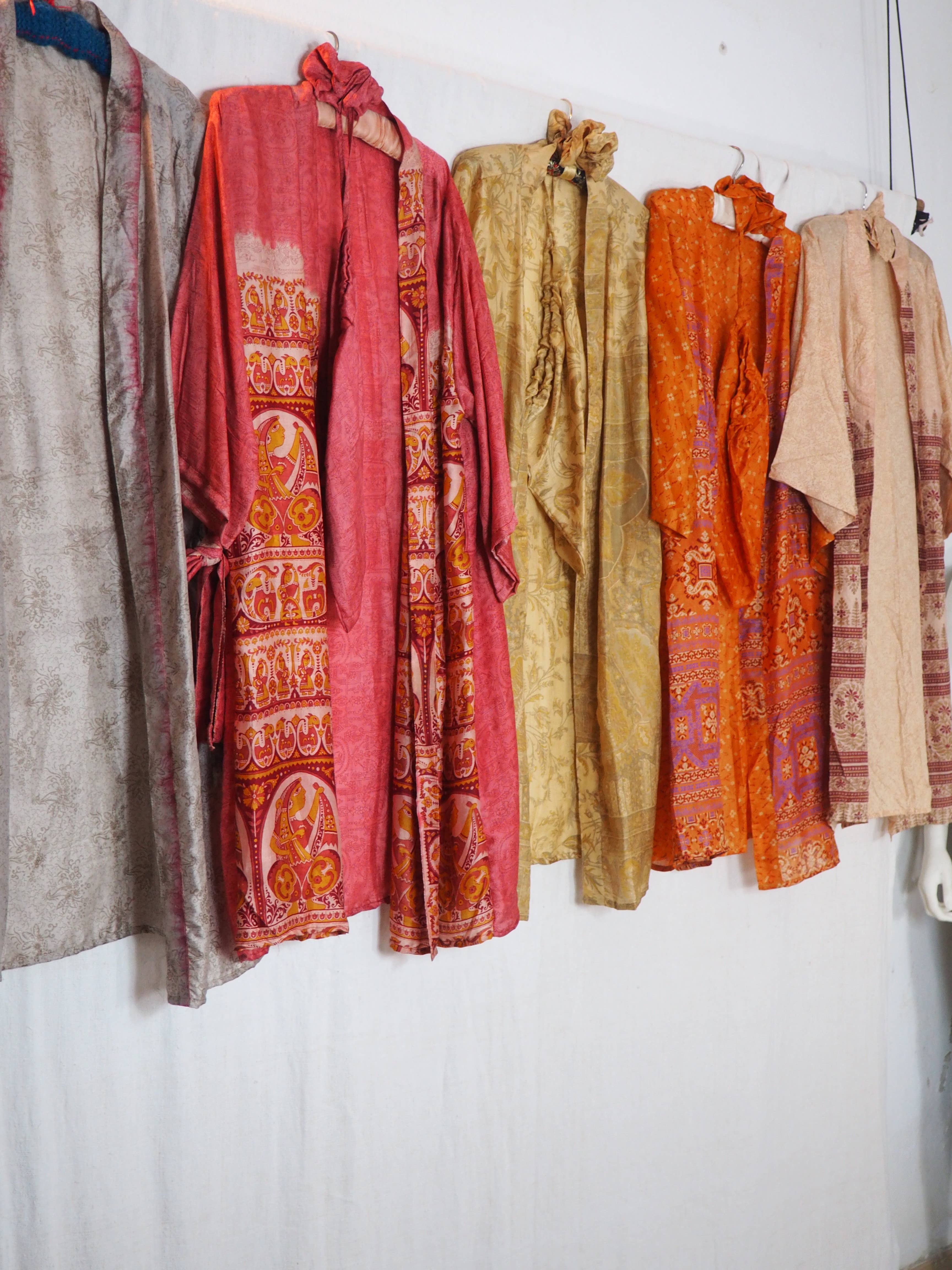 Vagabond Ibiza - Wholesale Kimono - Women's - The Kardash Kimono Mid-Length – Upcycled Vintage Sari Kimono34