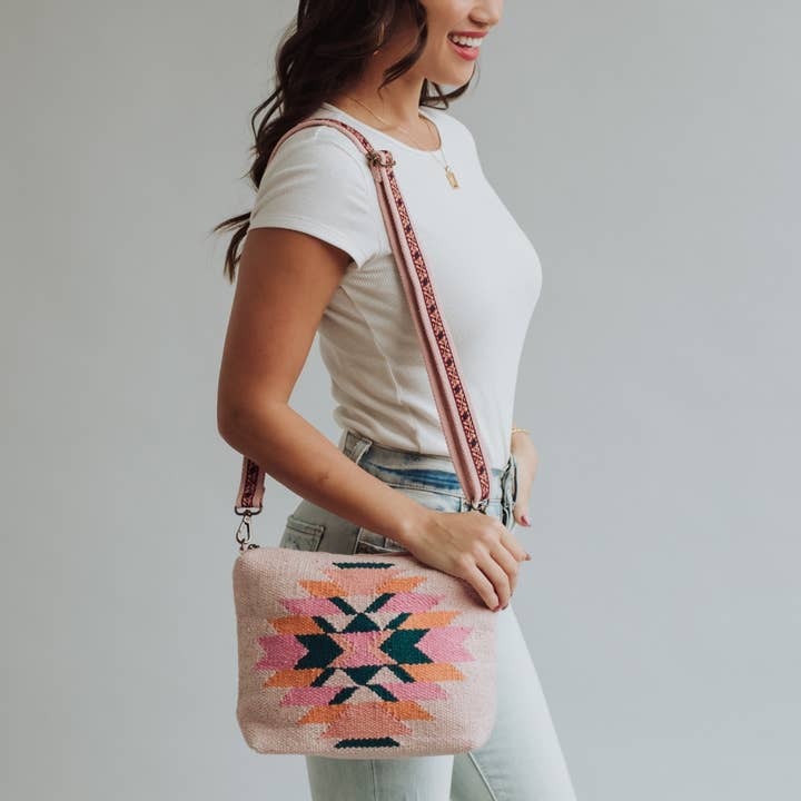 Panache Apparel Co. - Vente Sac à bandoulière – femme - Rose, Turquoise & Orange Sac Bandoulière Aztec3