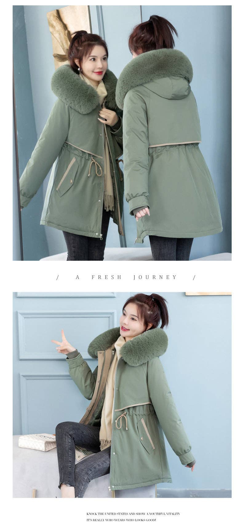 Marayn - Wholesale Parka - Women's - Chic 2025 Detachable Liner MidLength Winter Parka4