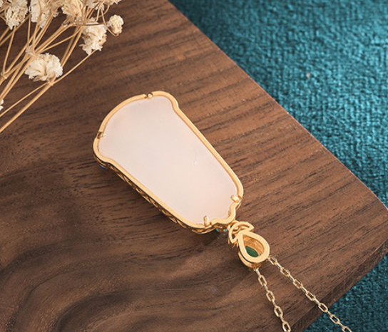 Bright MacMing - Wholesale Pendant/Charm Necklace - Enamel Flowers on Jade Necklace1