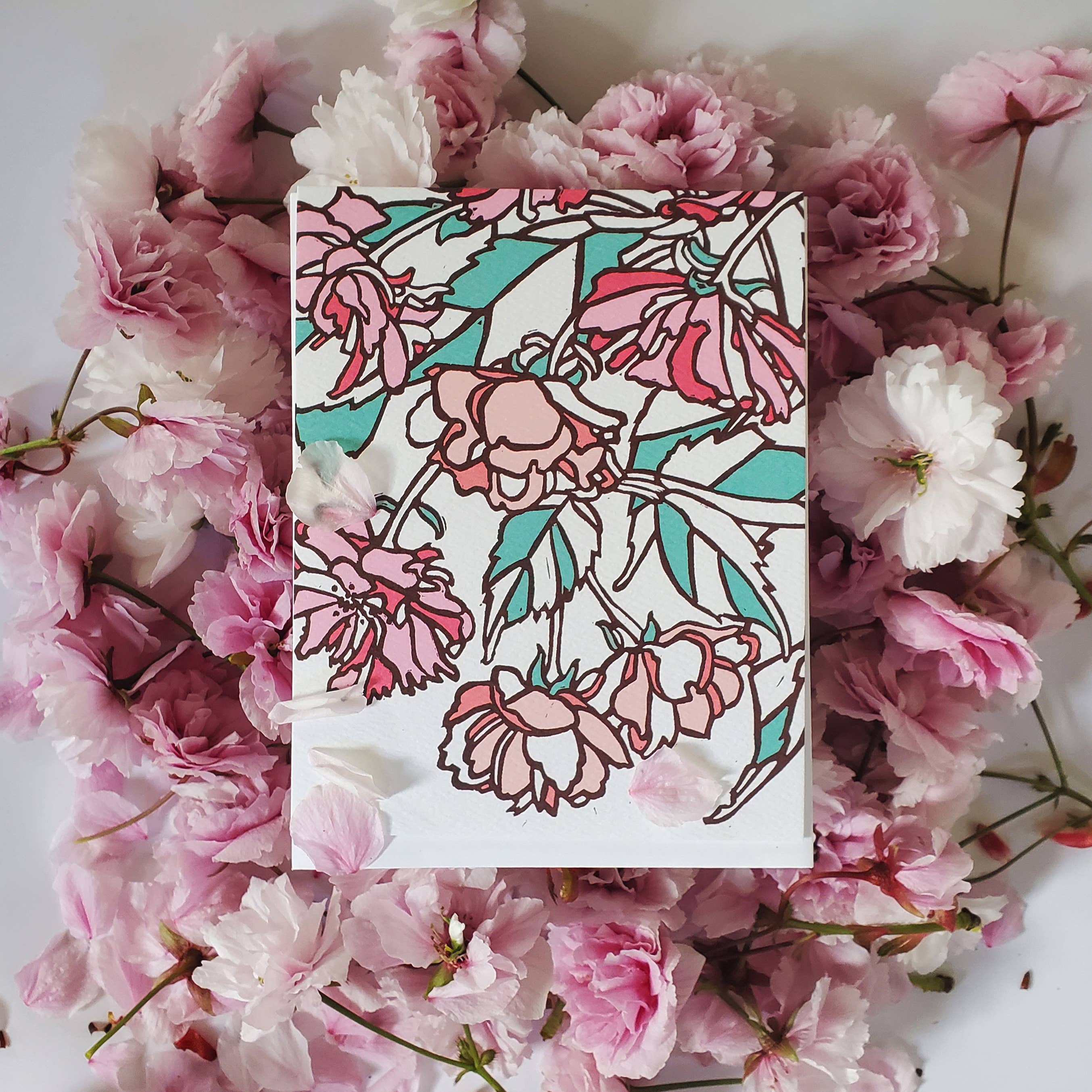 Little Green - Wholesale Stationery/Notecard Set - Pink Spring Cherry Blossom Blank Note Card / Fine Art Card7