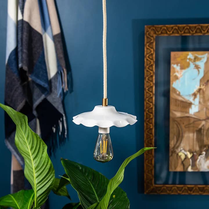 GARANCE white enamelled suspension round linen cable for wholesale by REMINISCENCE HOME