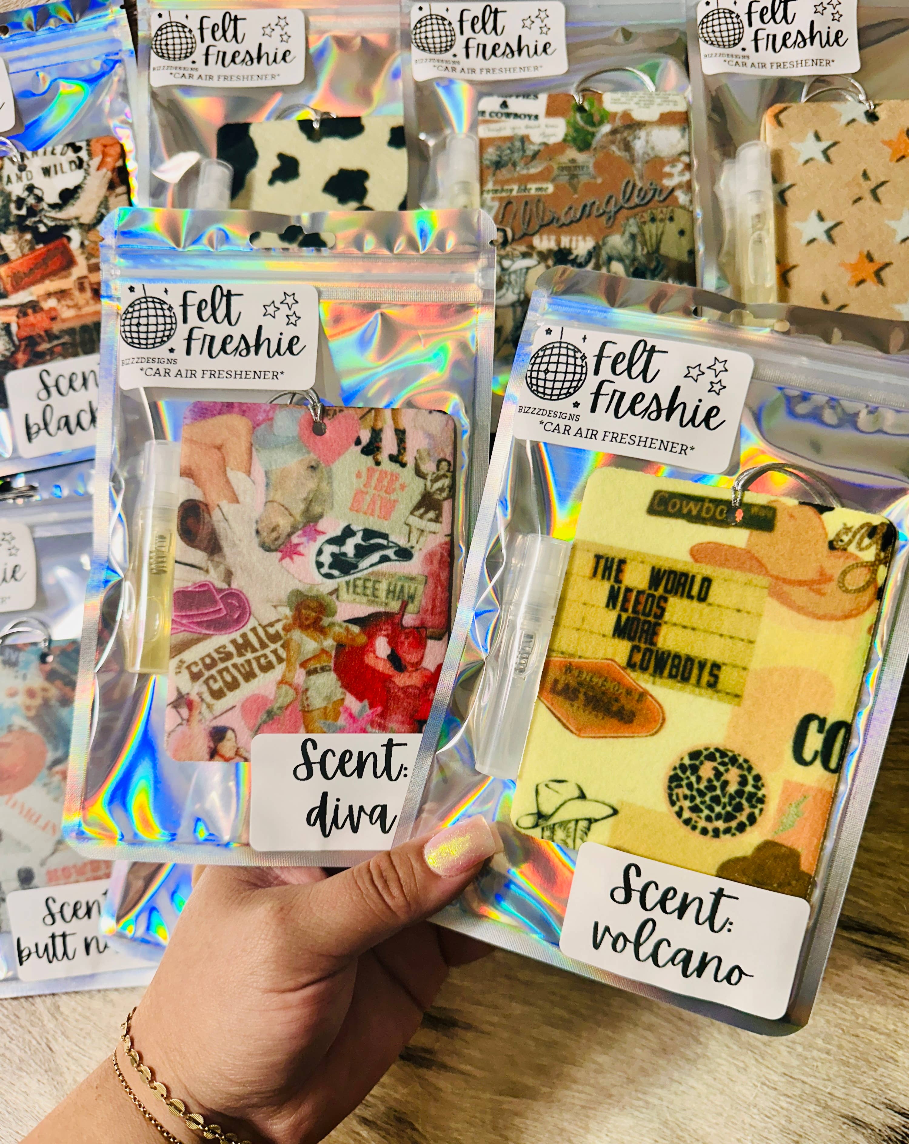 Bizzz Designs - Wholesale Car Freshener - Women's - Western Punchy Felt Freshie Bundle of 10 | Air Freshener7