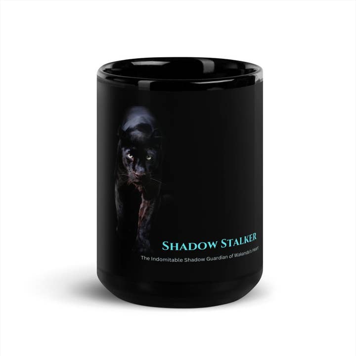HadiArts - Venta al por mayor Taza - Diseño de Taza de Café Brillante Negra de Pantera Negra al Acecho por HadiArts
