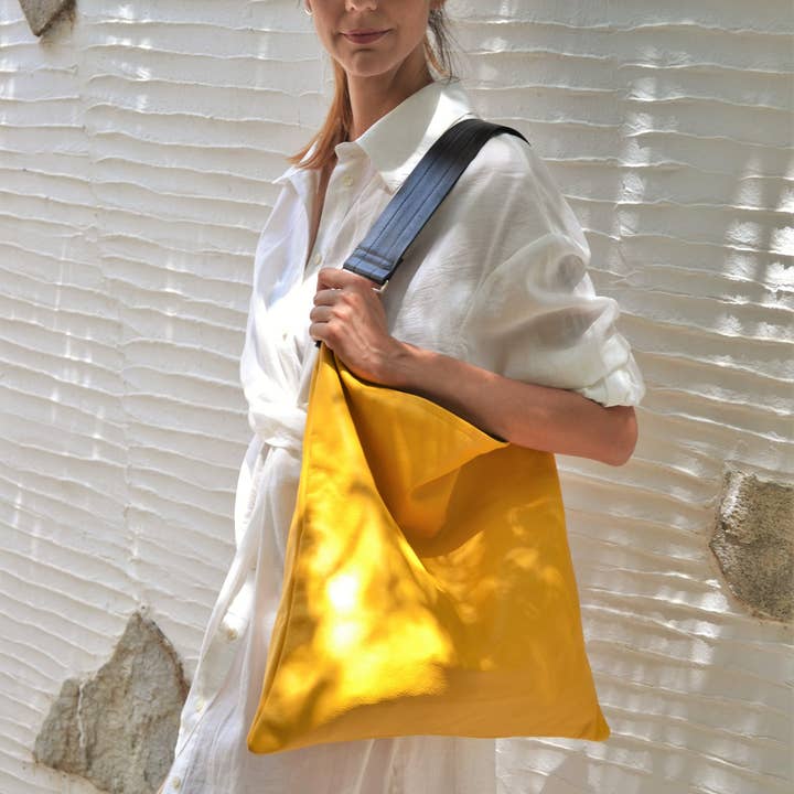 ANA KOUTSI - Wholesale Tote Bag - Women's - Akathi leather bag in yellow9