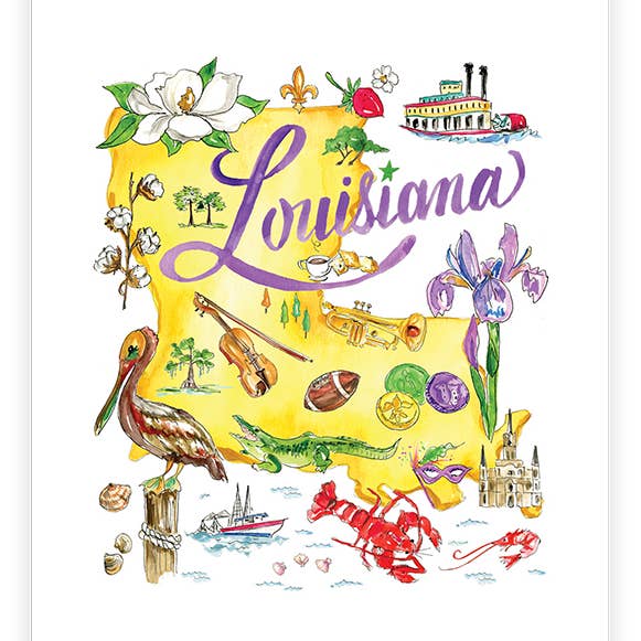 Louisiana Handpainted Icons Art Print for wholesale by RosanneBeck Collections